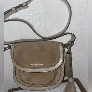 Michael Kors Dunn Leather Suede Saddlebag Crossbody